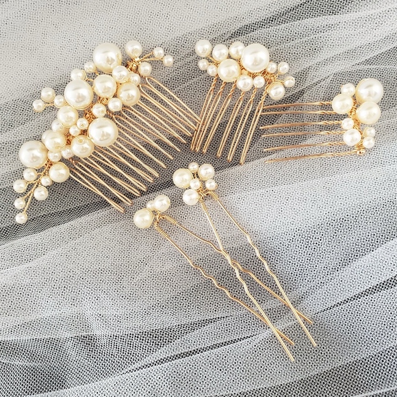 5pcs Bridal Pearl Comb Pin headpiece party evening main image 7
